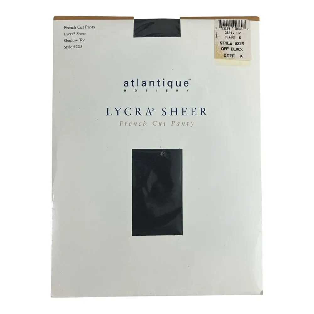 Atlantique Hosiery Off Black French Cut Panty Size A Lycra Sheer Shadow Toe 9225
